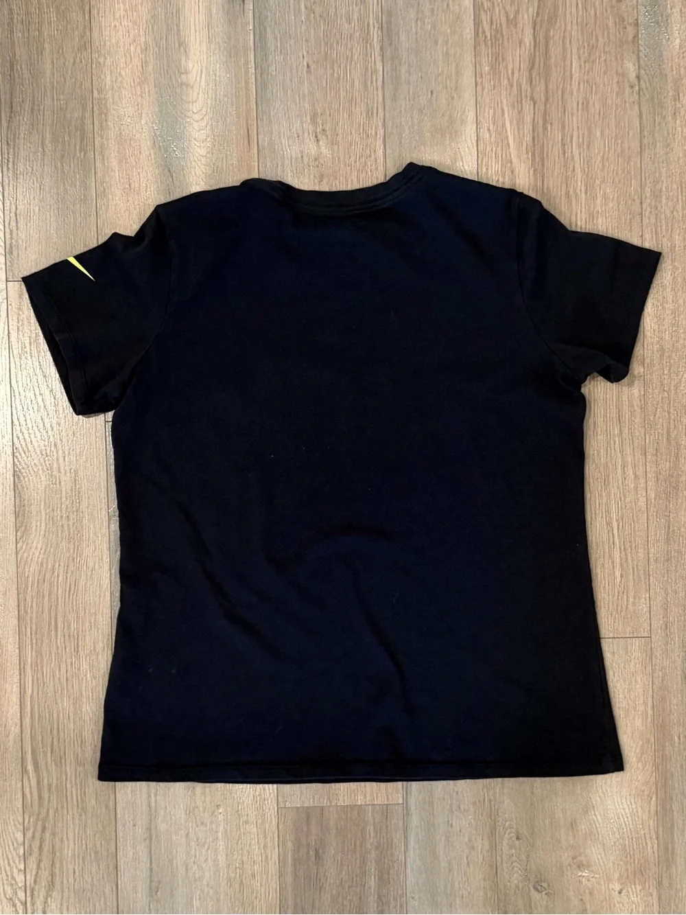 Nike Black Short Sleeve Tee with Neon Yellow Mustache Graphic